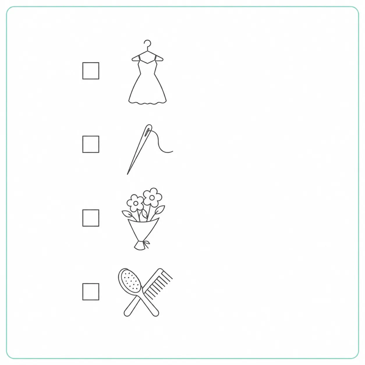 Checklist illustration of four steps to prepare attire and beauty for a redo session